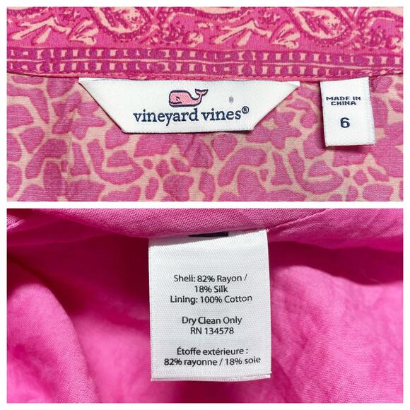 VINEYARD VINES Floral All Over Bloussan Dress in Sweet Taffy Pink/Orange Size 6 - Picture 10 of 10